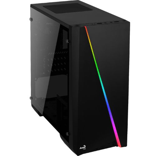 CASE GAMING RGB AEROCOOL CYLON MINI MINI TOWER VENTILADOR 1 DE 80MM CON VIDRIO LATERAL ACCM-PV12013.11 NEGRO
