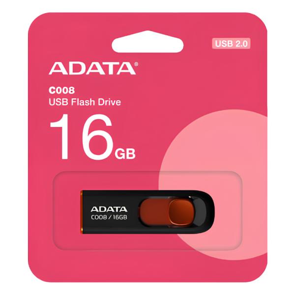 MEMORIA USB 16GB ADATA  AC00 USB-A 2.0 AC008-16G-RKD NEGRO / ROJO