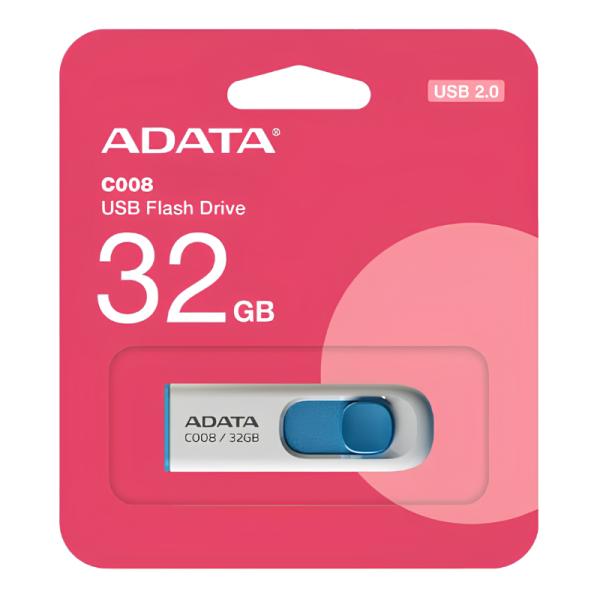 MEMORIA USB 32GB ADATA  AC008 USB-A 2.0 AC008-32G-RWE BLANCO / AZUL