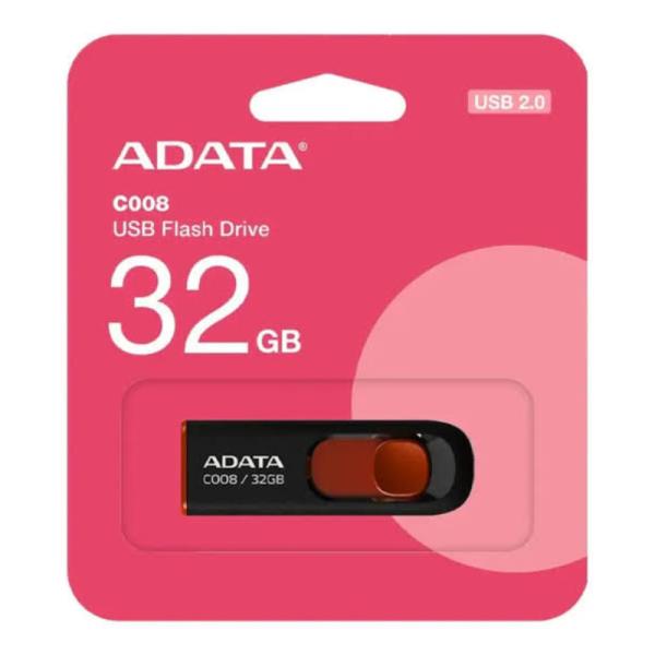 MEMORIA USB 32GB ADATA  AC008 USB-A 2.0 AC008-32G-RKD NEGRO / ROJO